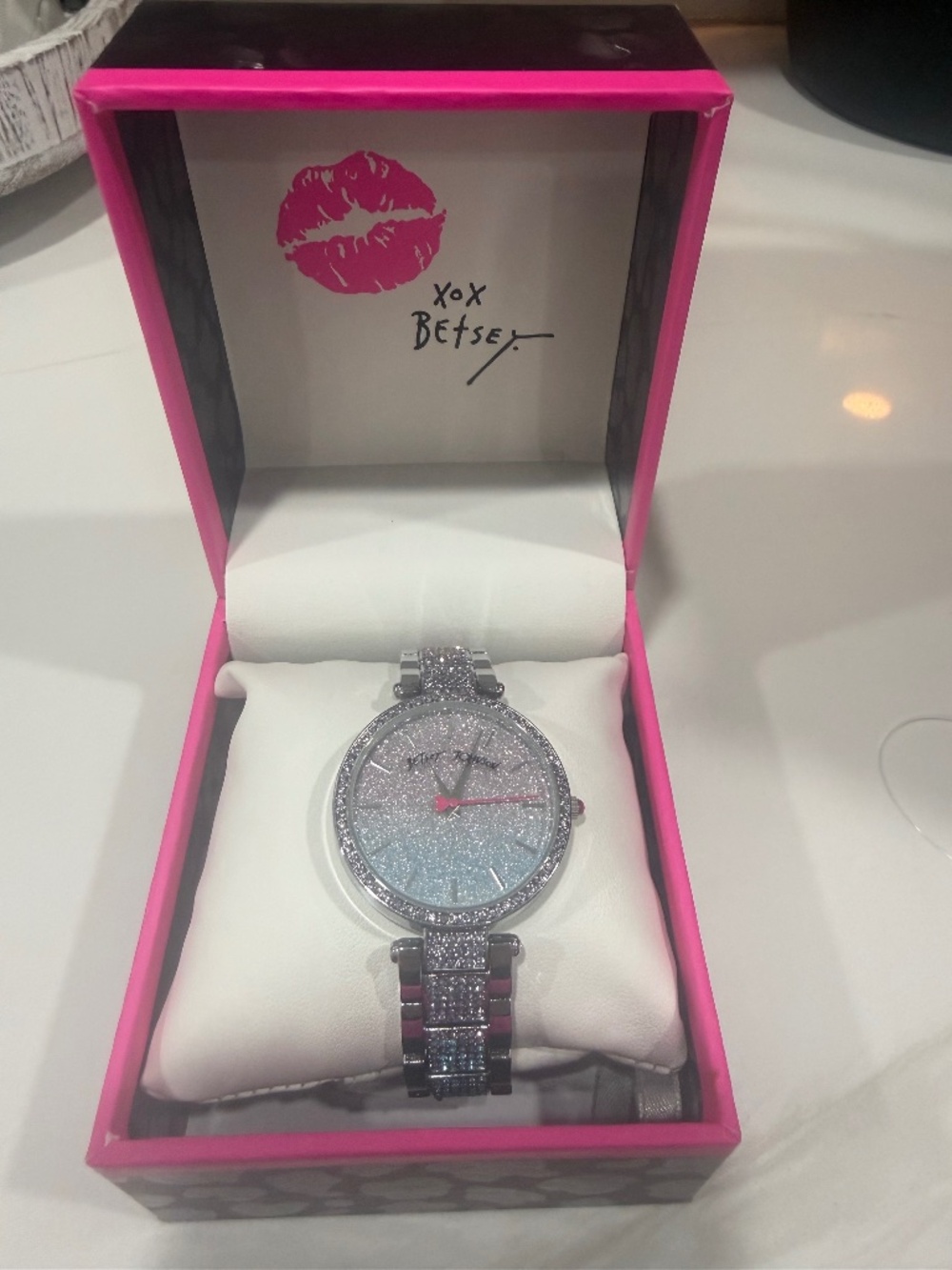NWT Betsey Johnson silver sparkly glittery watch